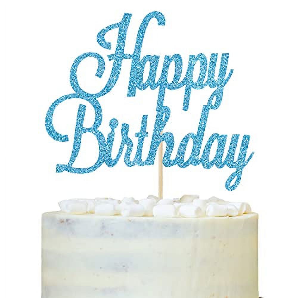 Blue Glitter Happy Birthday Cake Topper, Birthday/Anniversary